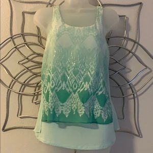 Sequins overlay tank top blouse
